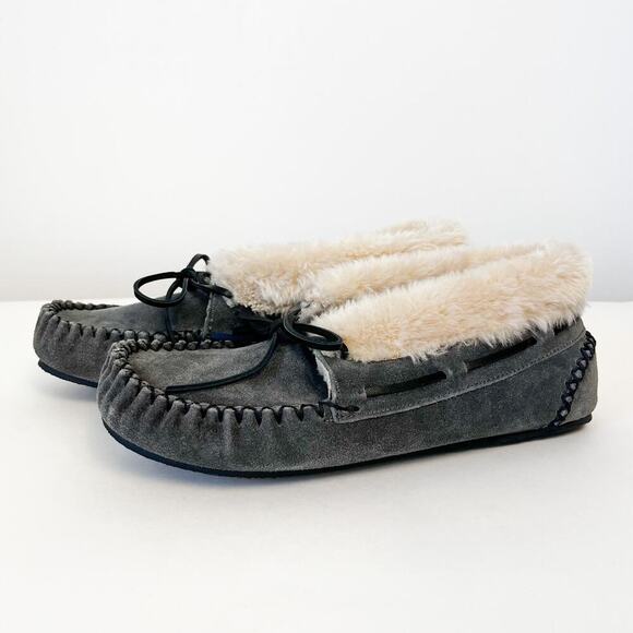Minnetonka Moccasin Suede Slipper Womens 11 Chrissy Bootie Gray - Picture 1 of 10